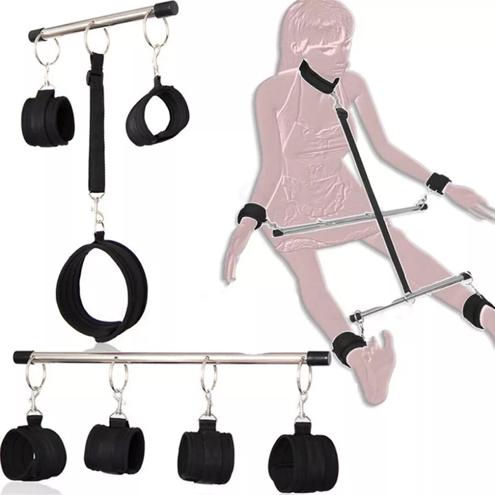 Men'S Vegan Accessories - Metal Open Leg Bar Handcuffs Ankle
