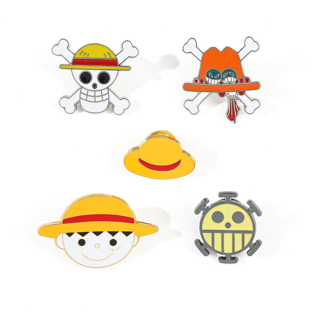Lapel Pin Enamel - 5 Pcs Cartoon Monkey D. Luffy