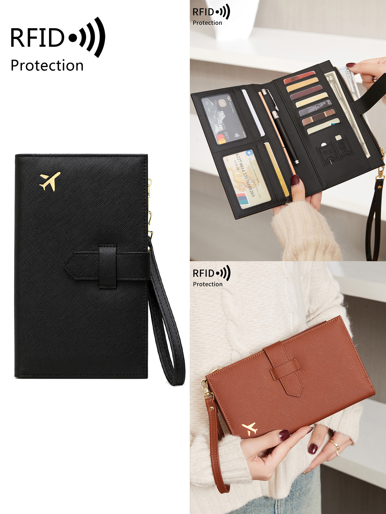 Fashionable PU leather airplan – Passport Wallet Rfid recenzja i cena