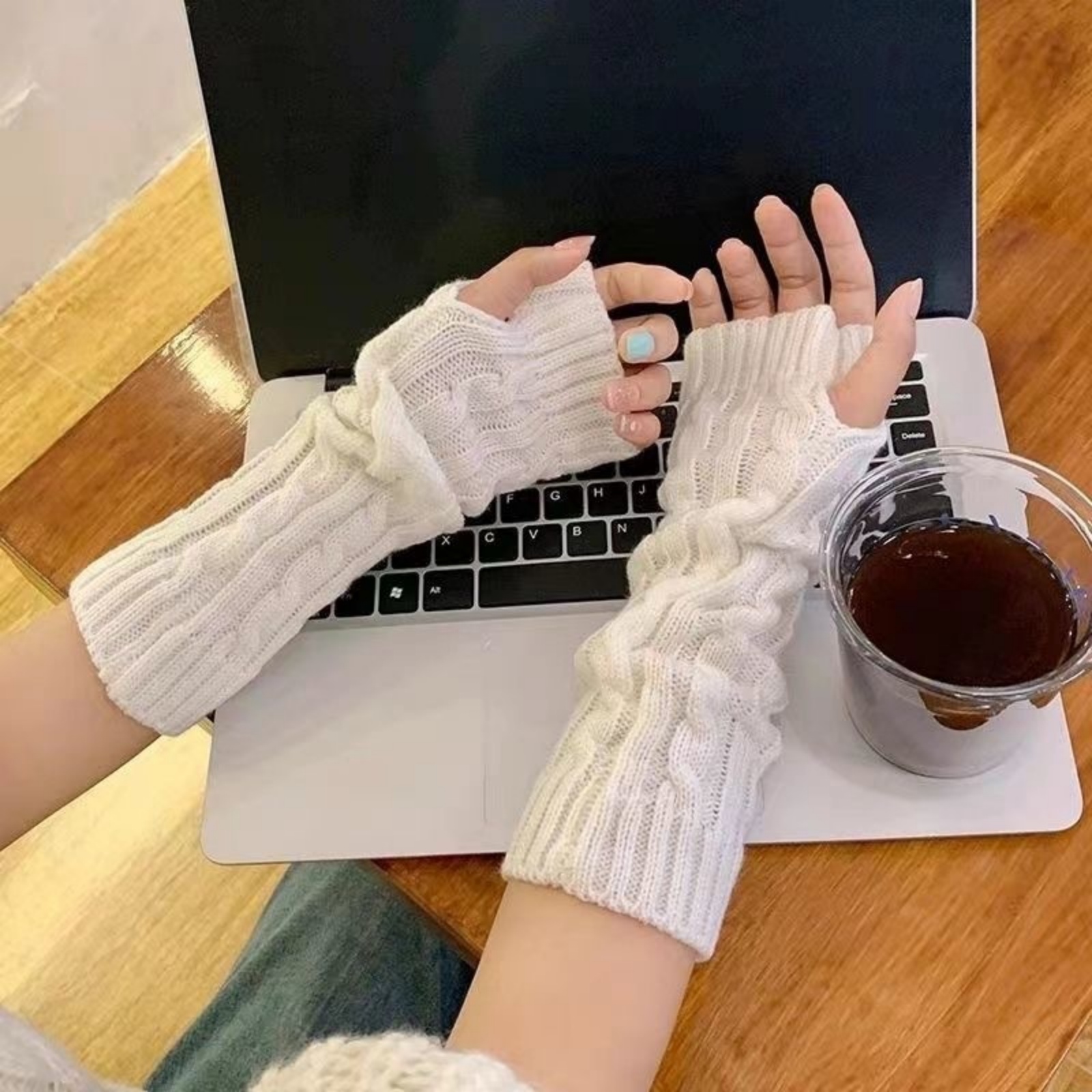 2PCS Cable Knit Fingerless Glo – Men Accessories For Beach recenzja i cena