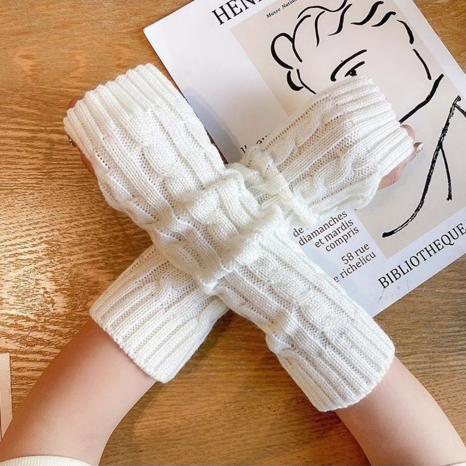 2PCS Cable Knit Fingerless Glo – Men Accessories For Beach recenzja i cena