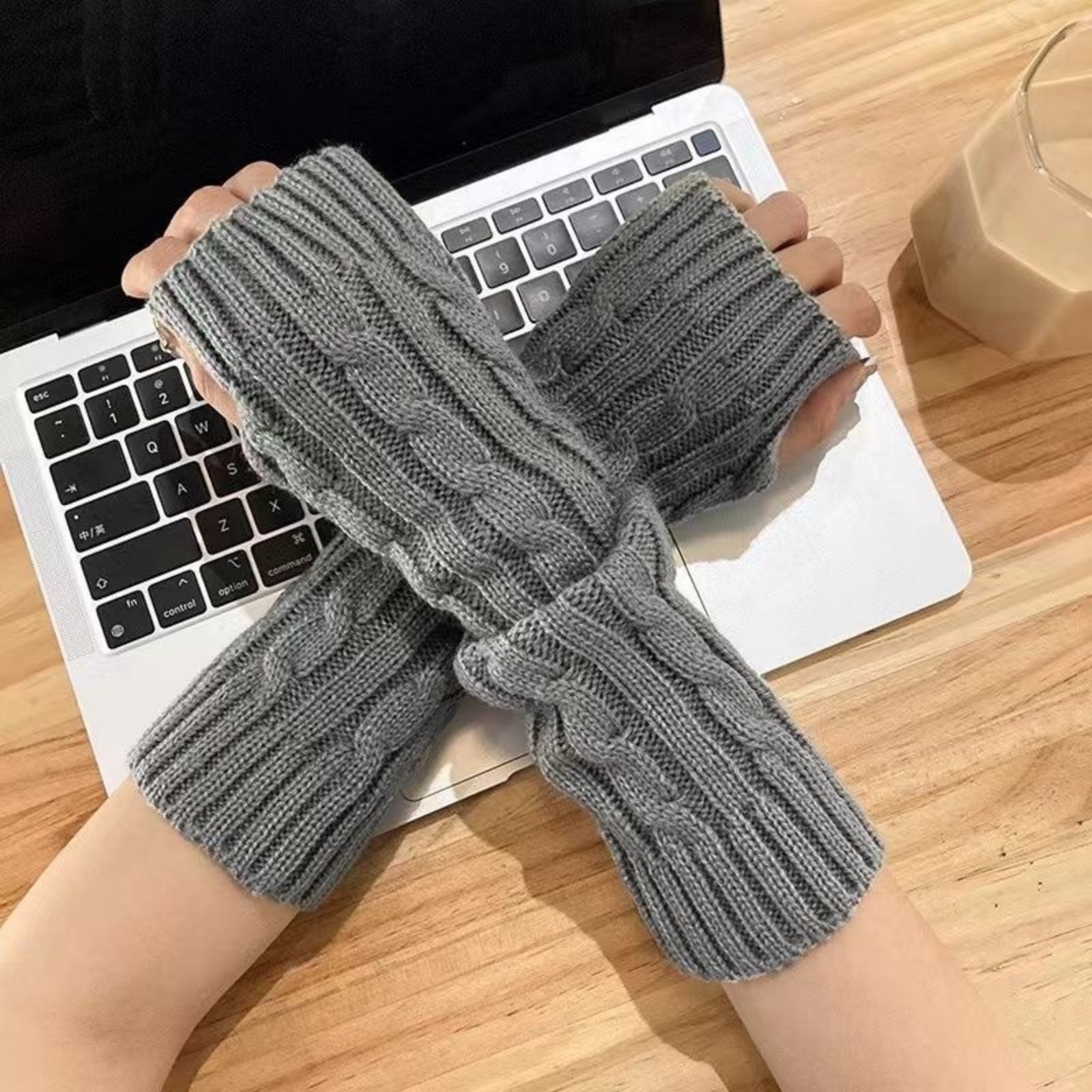 2PCS Cable Knit Fingerless Glo – Men Accessories For Beach recenzja i cena