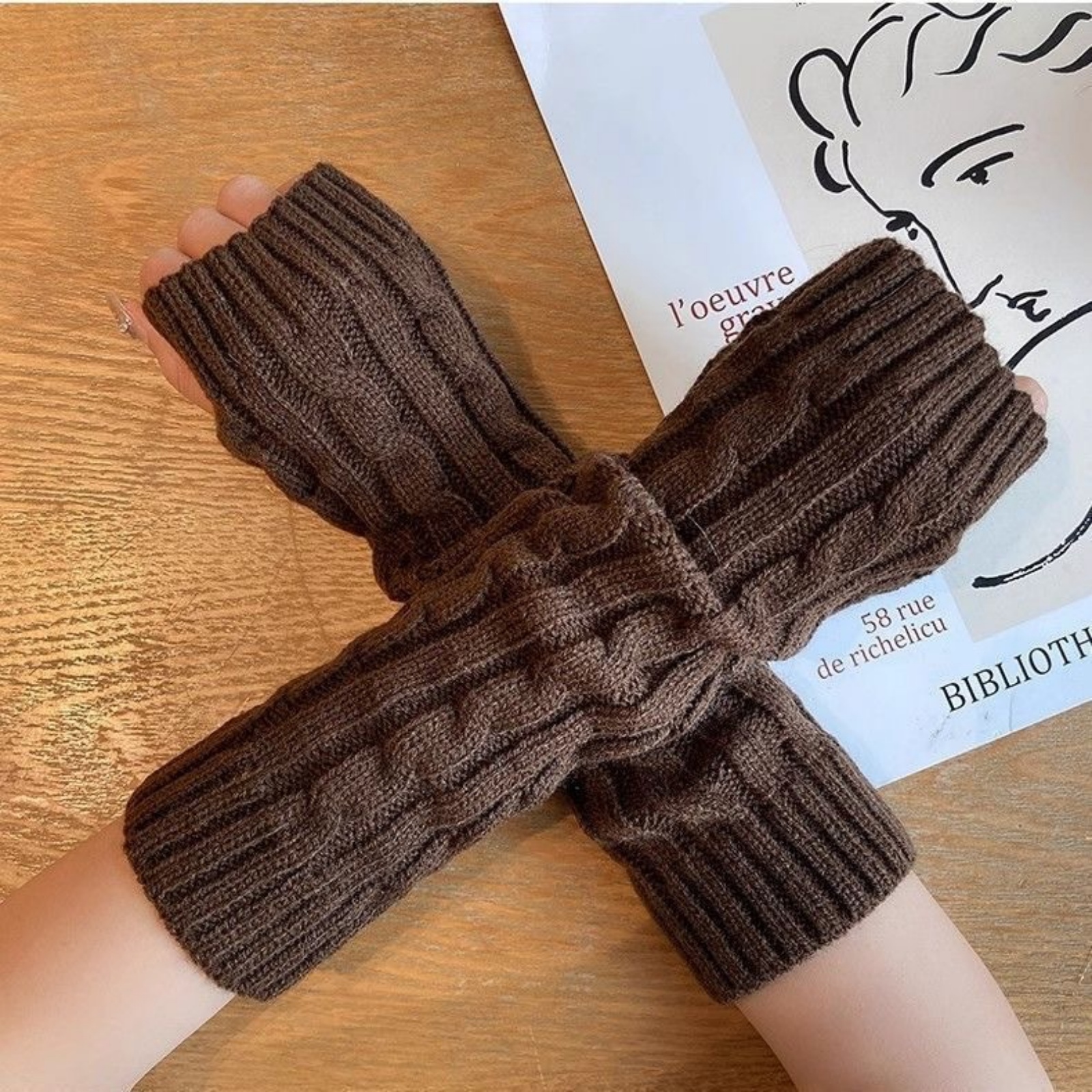 2PCS Cable Knit Fingerless Glo – Men Accessories For Beach recenzja i cena