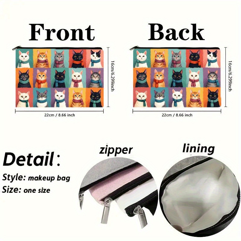 Cute Cat Print Makeup Bag, Zip – Travel Organizer Men recenzja i cena